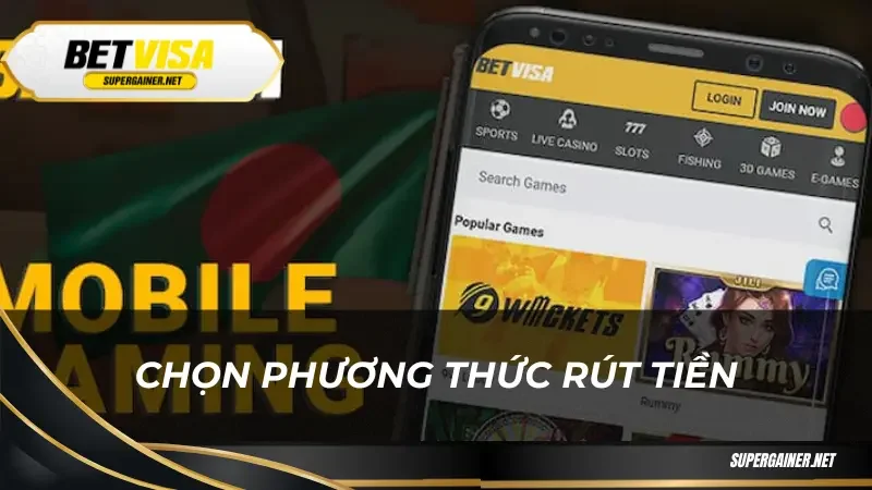 Chọn phương thức rút tiền